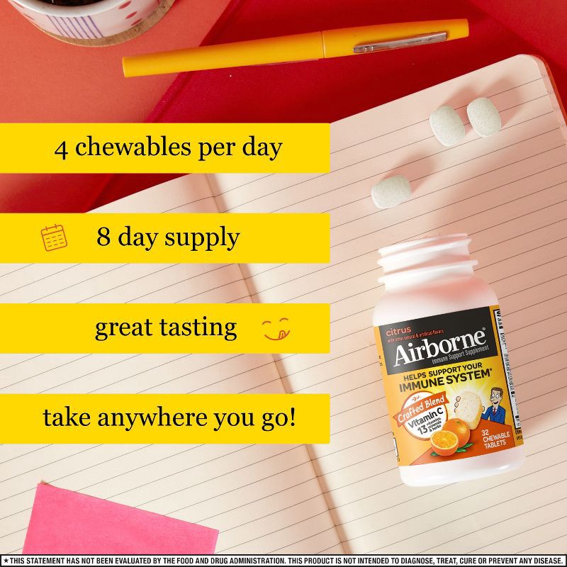 slide 14 of 14, Airborne Immune Support Supplement Chewables - Citrus - 32ct, 32 ct