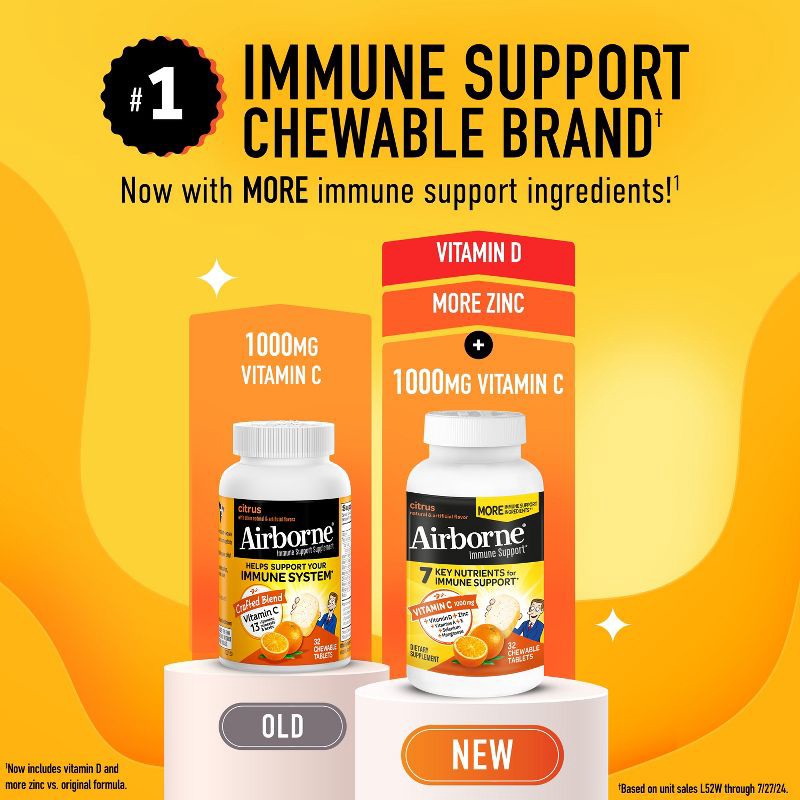 slide 11 of 14, Airborne Immune Support Supplement Chewables - Citrus - 32ct, 32 ct