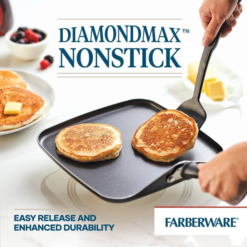 slide 2 of 8, Farberware Reliance 11" Square Aluminum Nonstick Griddle Black: Flat Pan, Pancake & Grill Pan, Dishwasher & Oven Safe, 1 ct