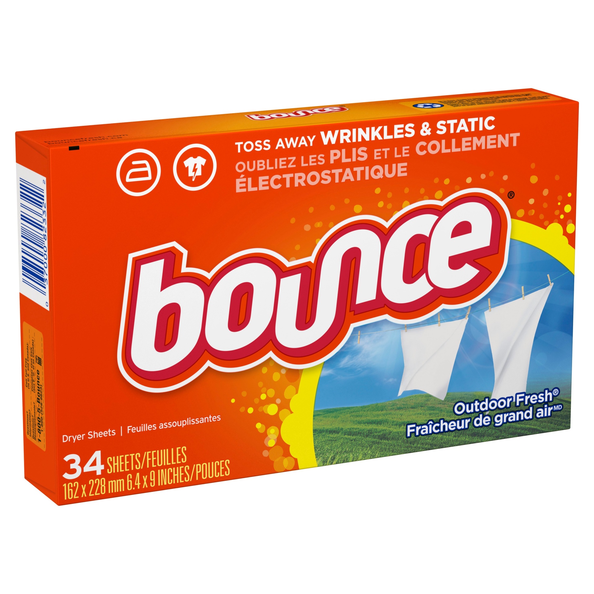 slide 1 of 8, Bounce Outdoor Fresh Fabric Softener Dryer Sheets 34 ct, 34 ct