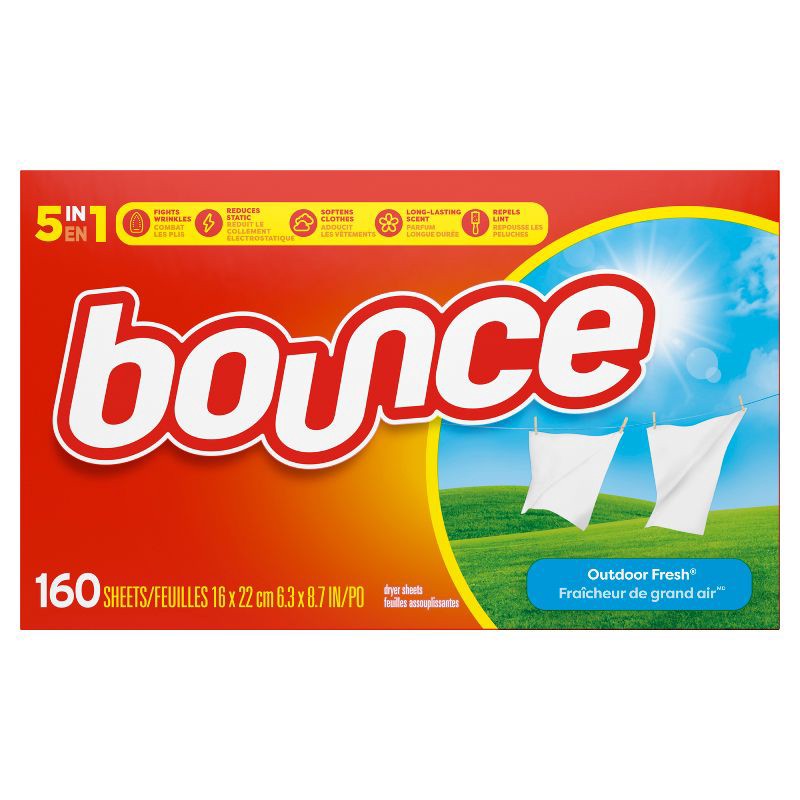 slide 2 of 9, Bounce Outdoor Fresh Fabric Softener Dryer Sheets - 160ct, 160 ct