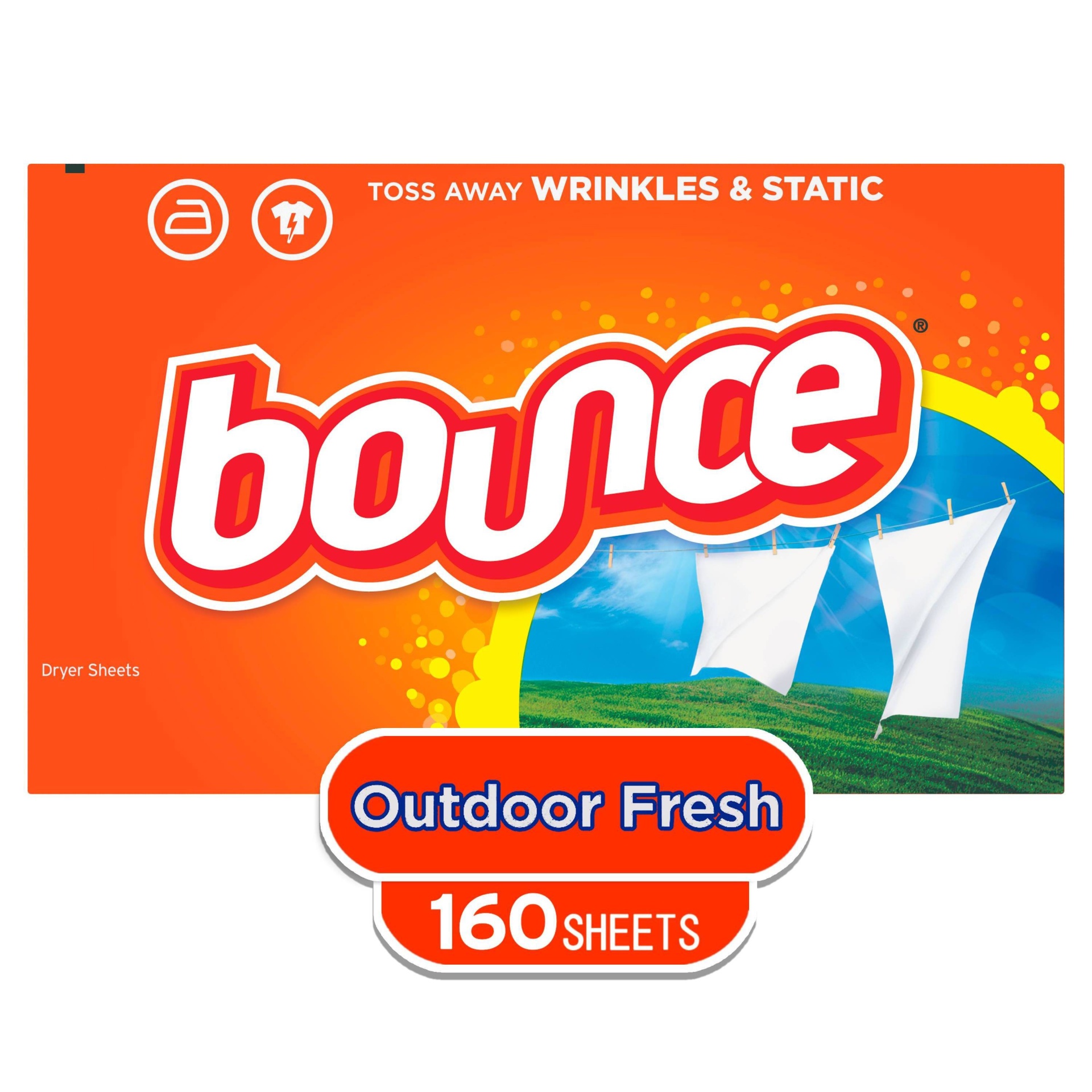 slide 1 of 8, Bounce Outdoor Fresh Fabric Softener Dryer Sheets 160 ct, 160 ct