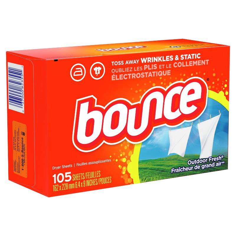 slide 2 of 14, Bounce Outdoor Fresh Fabric Softener Dryer Sheets - 105ct, 105 ct