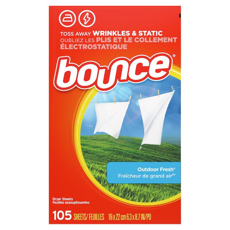 slide 4 of 14, Bounce Outdoor Fresh Fabric Softener Dryer Sheets - 105ct, 105 ct