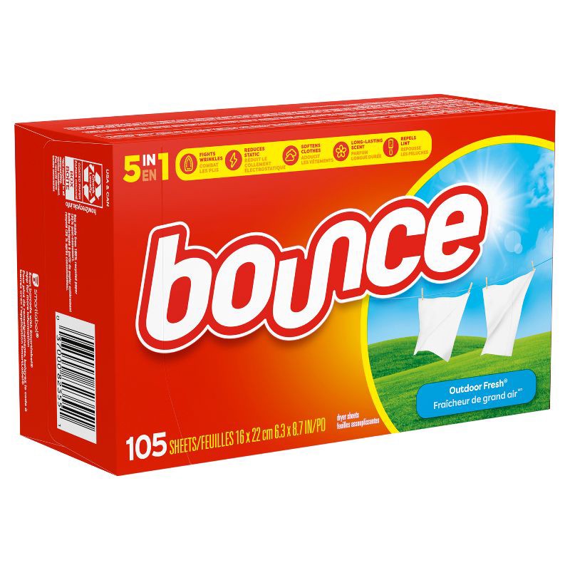 slide 7 of 14, Bounce Outdoor Fresh Fabric Softener Dryer Sheets - 105ct, 105 ct