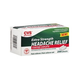 slide 1 of 1, CVS Pharmacy Extra Strength Headache Relief Coated Caplets, 250 ct