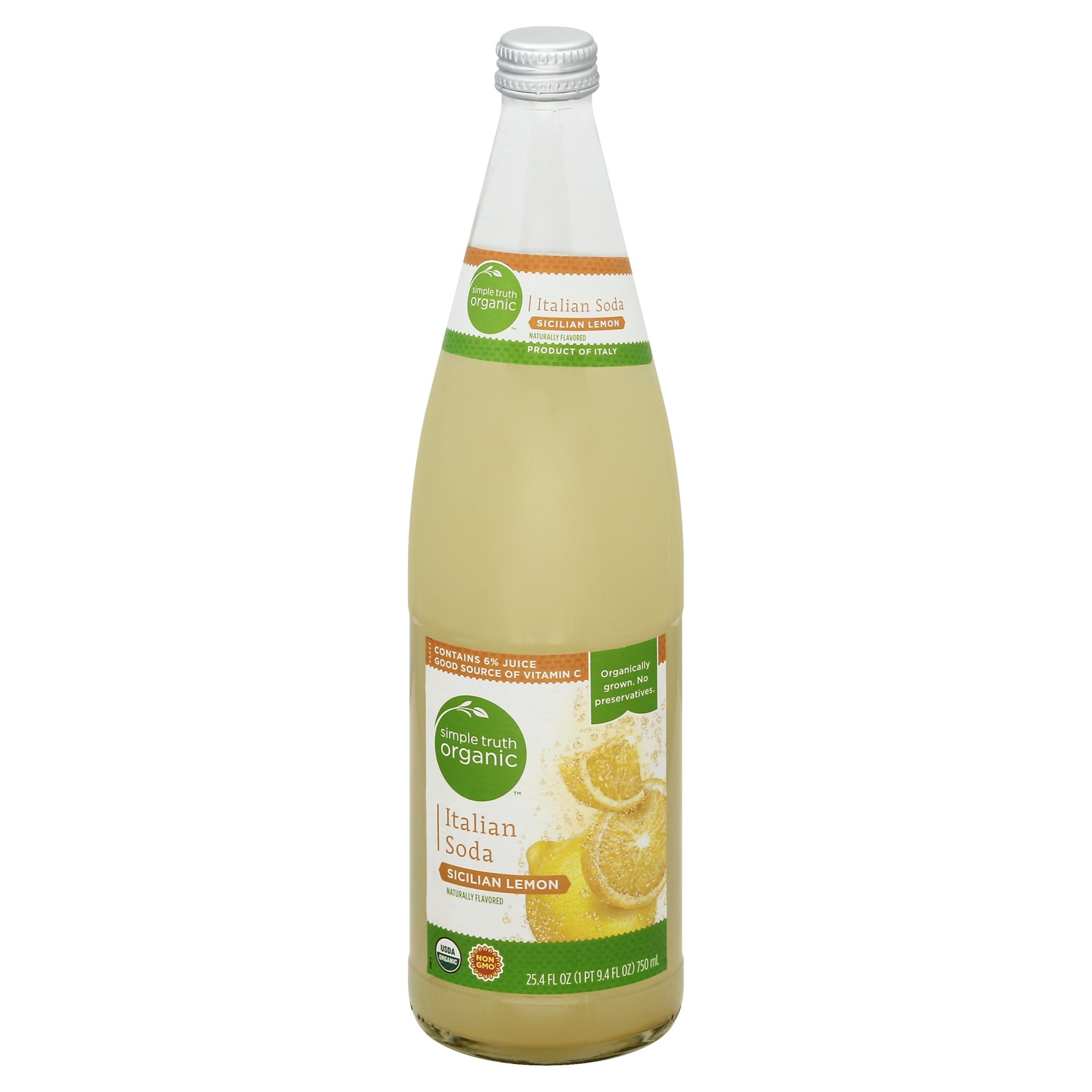 slide 1 of 1, Simple Truth Organic Sicilian Lemon Italina Soda, 25.4 fl oz