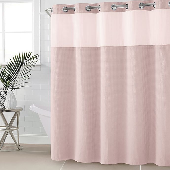 slide 1 of 1, Hookless Waffle Fabric Shower Curtain - Rosewater, 54 in x 80 in