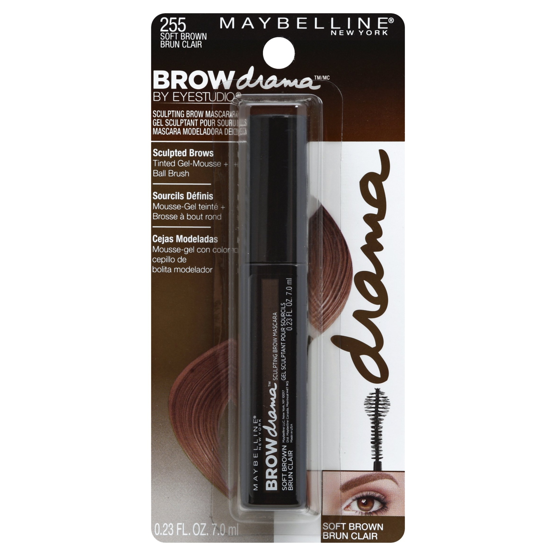 slide 1 of 2, Maybelline Eyestudio Brow Drama Sculpting Brow Mascara 255 Soft Brown, 0.23 oz