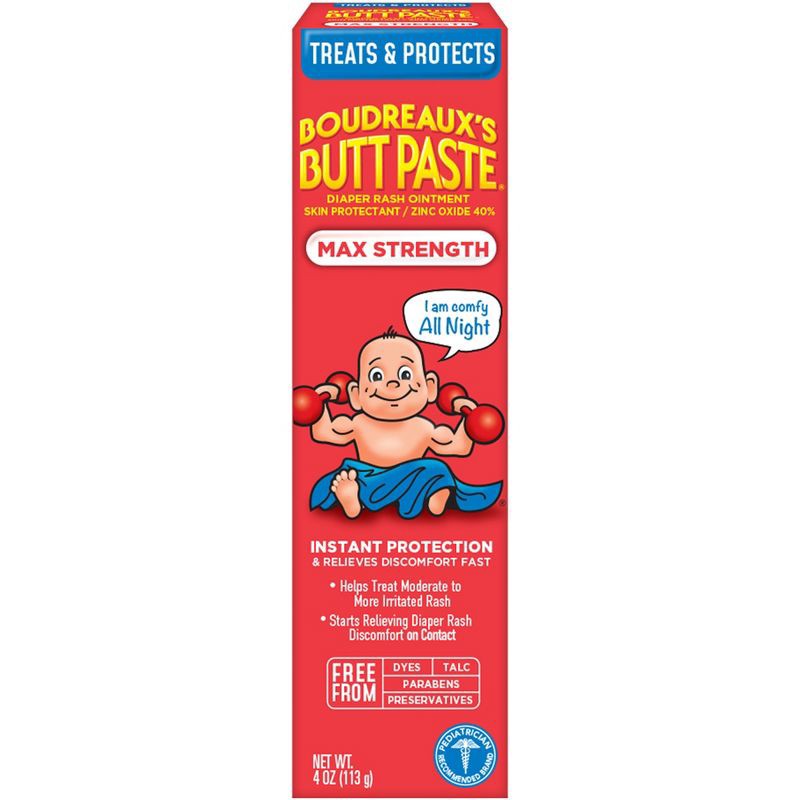 slide 8 of 8, Boudreaux's BP Boudreaux's Butt Paste Baby Diaper Rash Cream Maximum Strength - 4oz, 4 oz