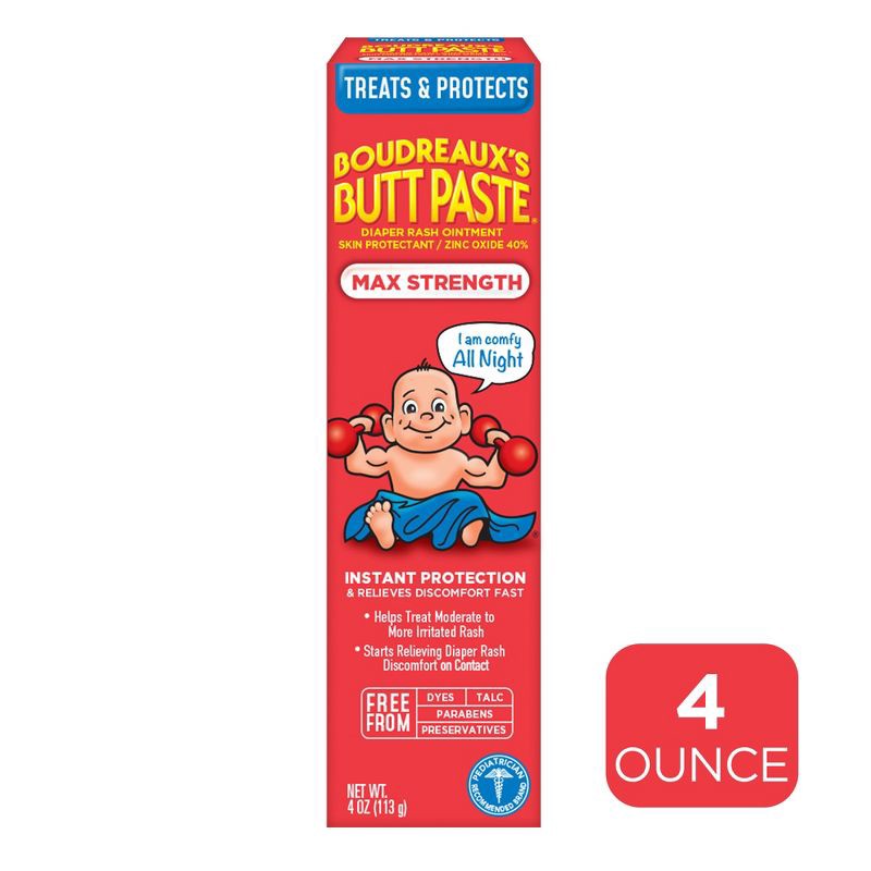 slide 1 of 8, Boudreaux's BP Boudreaux's Butt Paste Baby Diaper Rash Cream Maximum Strength - 4oz, 4 oz