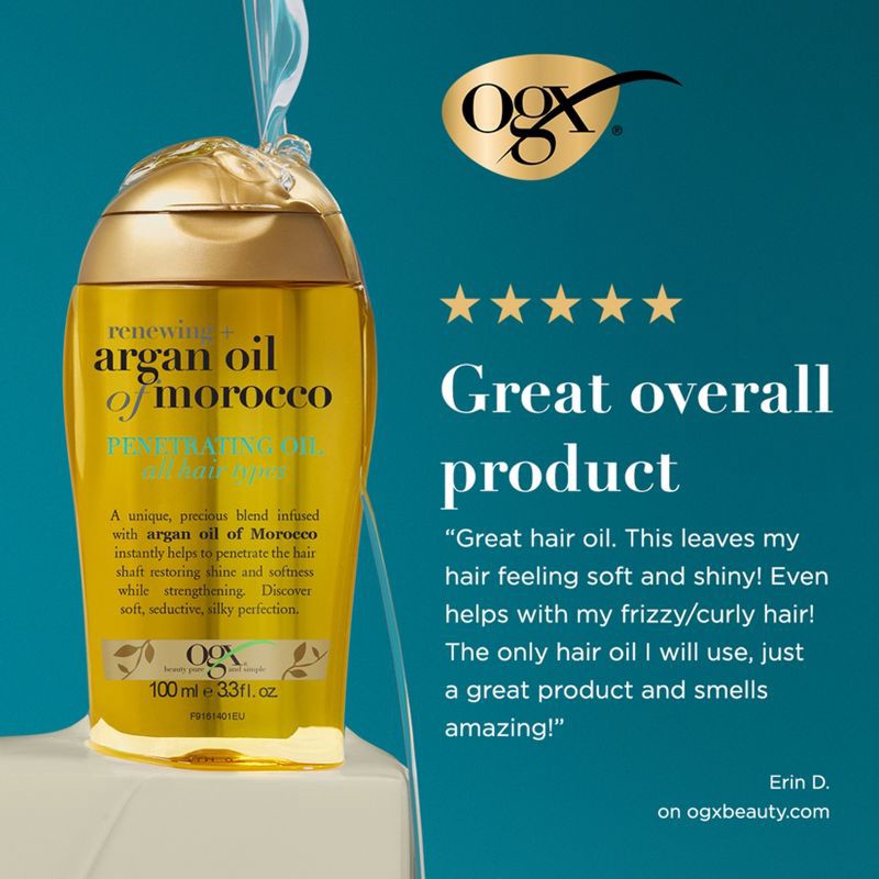 slide 5 of 7, OGX Extra Strength Renewing Moroccan Argan Oil Penetrating Hair Oil Serum- 3.3 fl oz, 3.3 fl oz