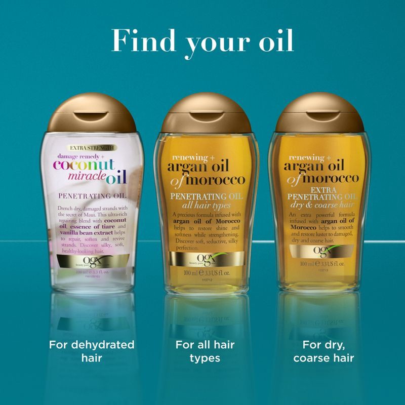 slide 6 of 7, OGX Extra Strength Renewing Moroccan Argan Oil Penetrating Hair Oil Serum- 3.3 fl oz, 3.3 fl oz