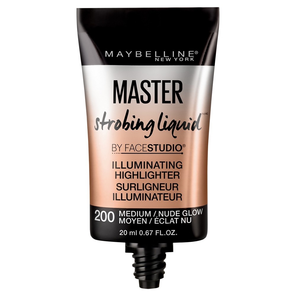 slide 3 of 7, Maybelline Facestudio Master Strobing Liquid Illuminating Highlighter 200 Medium/Nude Glow, 0.67 fl oz