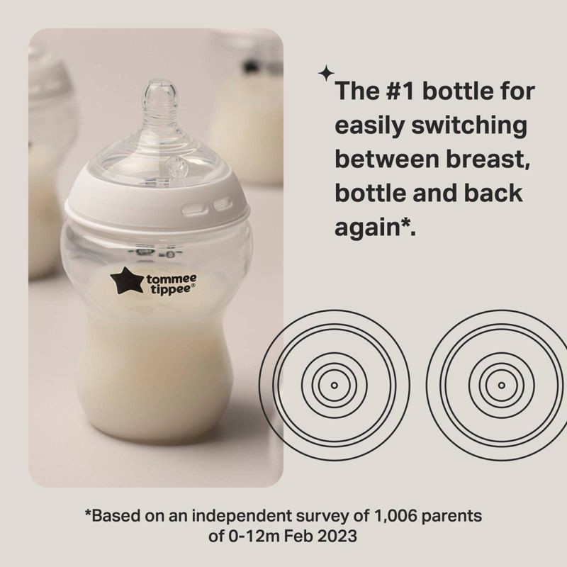 slide 2 of 5, Tommee Tippee Natural Start Slow-Flow Breast-Like Nipple Anti-Colic Baby Bottle - 5oz/3pk, 3 ct; 5 oz