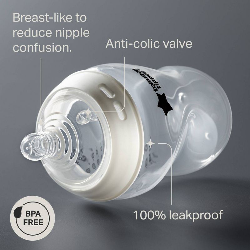 slide 3 of 9, Tommee Tippee Natural Start Slow-Flow Breast-Like Nipple Anti-Colic Baby Bottle - 5oz/3pk, 3 ct; 5 oz