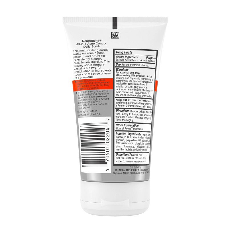 slide 2 of 7, Neutrogena All-in-1 Acne Control Daily Face Scrub with Salicylic Acid for Acne-Prone Skin - 4.2 fl oz, 4.2 fl oz