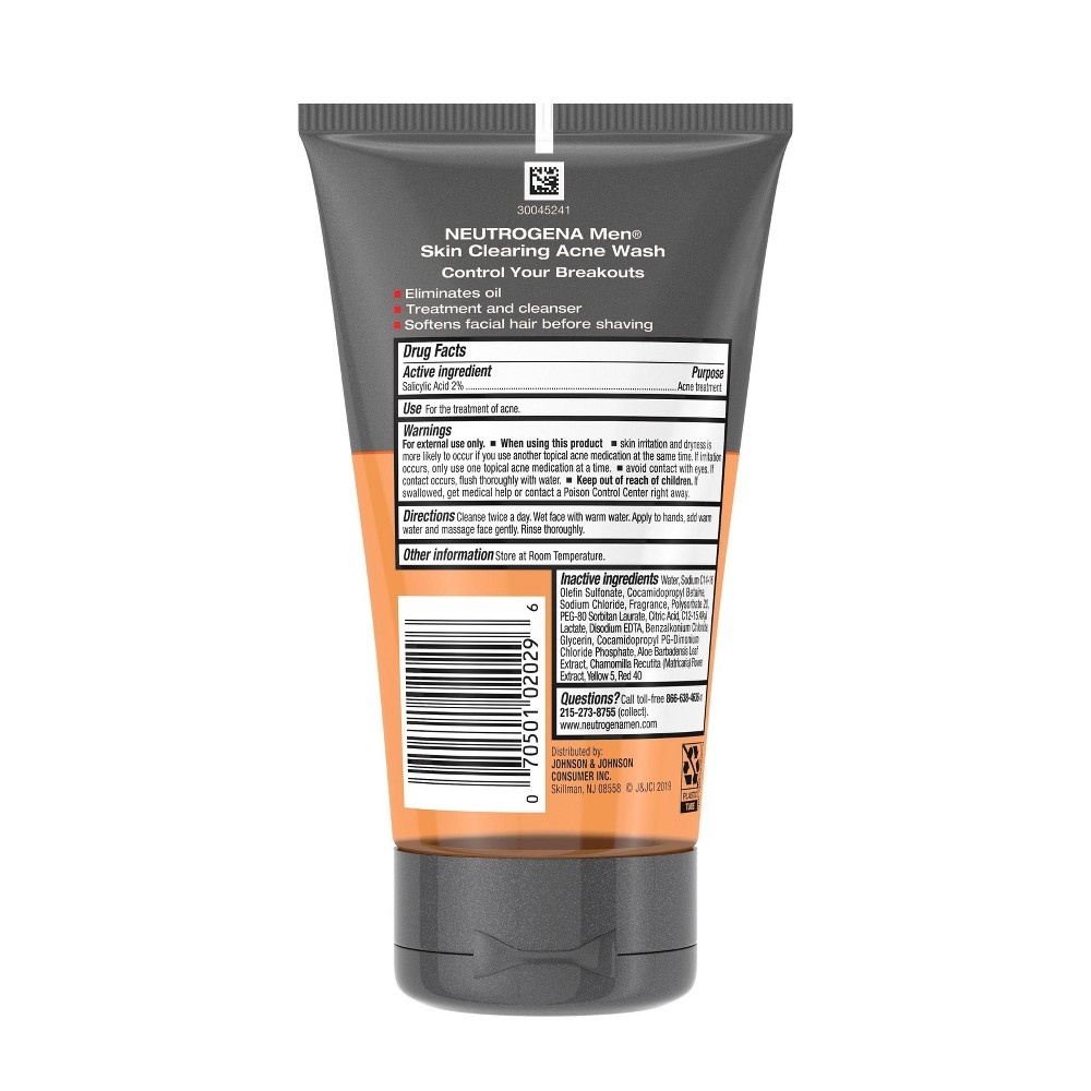 slide 4 of 8, Neutrogena Men Skin Clearing Salicylic Acid Acne Face Wash, 5.1 fl oz