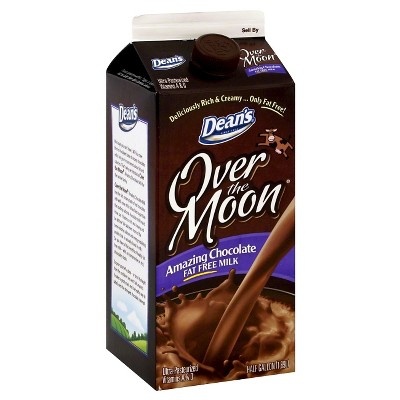slide 1 of 1, Dean's Over The Moon Amazing Chocolate Fat Free Milk, 1/2 gal