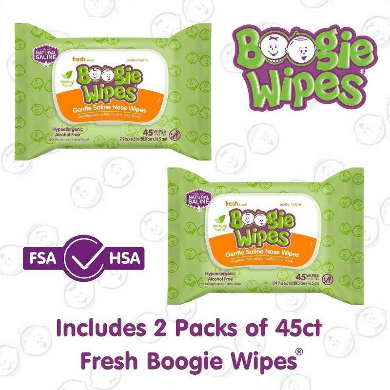 slide 2 of 9, Boogie Wipes Saline Nose Wipes Fresh Scent - 90ct, 90 ct