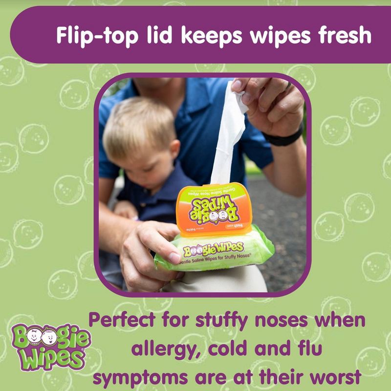 slide 7 of 9, Boogie Wipes Saline Nose Wipes Fresh Scent - 90ct, 90 ct