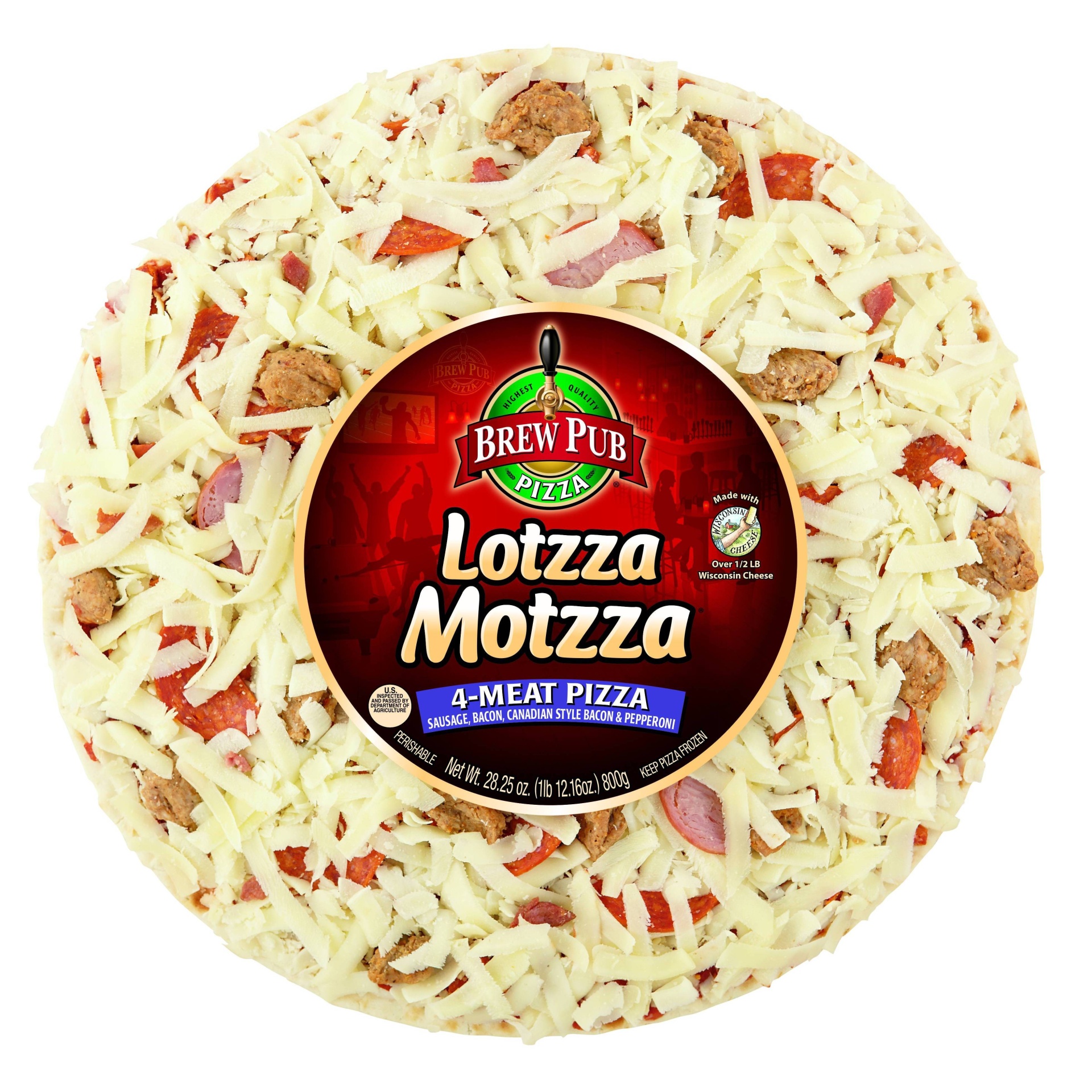slide 1 of 3, Brew Pub Lotzza Motzza 4-Meat Frozen Pizza - 26.10oz, 26.1 oz