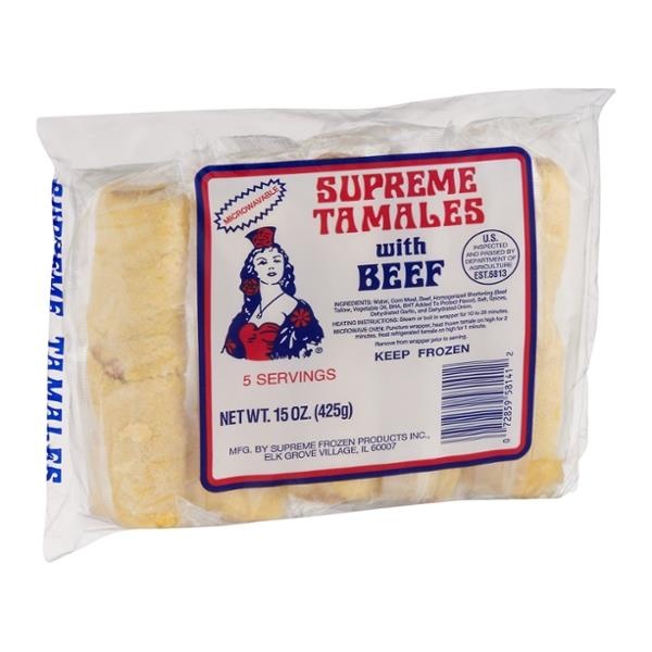 slide 1 of 1, Supreme Tamales With Beef - 5 Ct, 15 oz