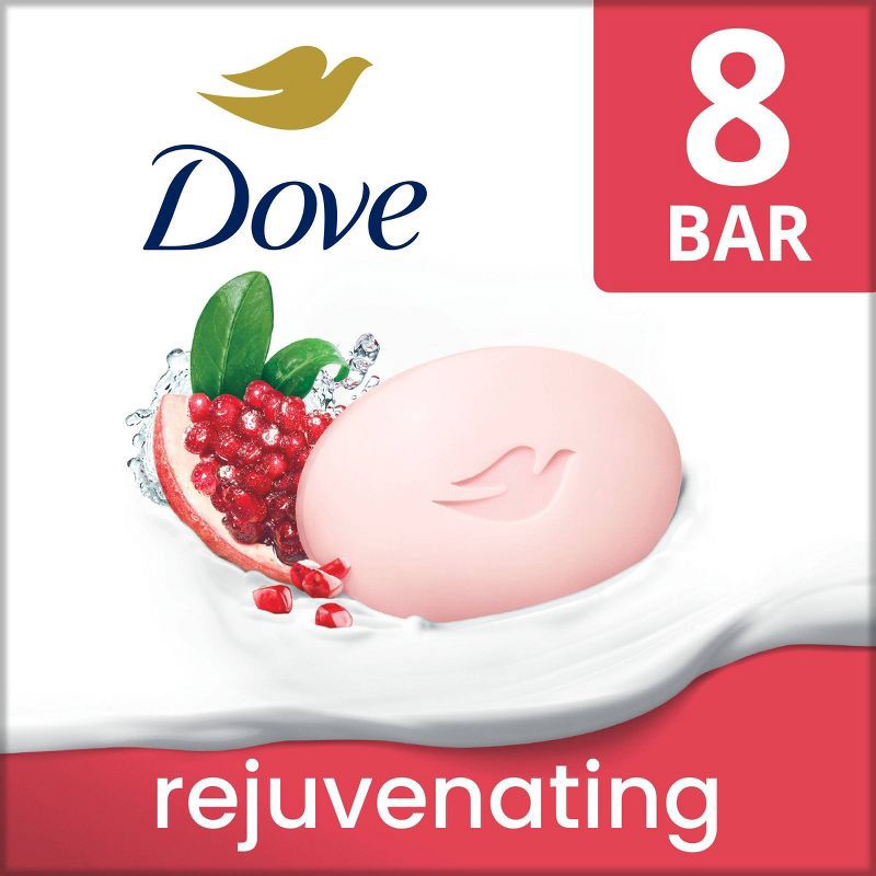 slide 1 of 12, Dove Beauty Pomegranate & Hibiscus Tea Rejuvenating Bar Soap - 8pk/3.75 oz each, 8 ct, 3.75 oz