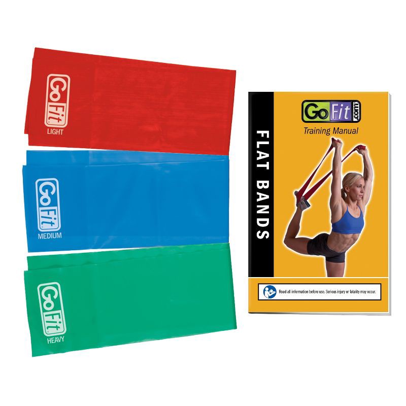 slide 1 of 1, GoFit Flat Power Resistance Bands with Manual 3pk, 3 ct