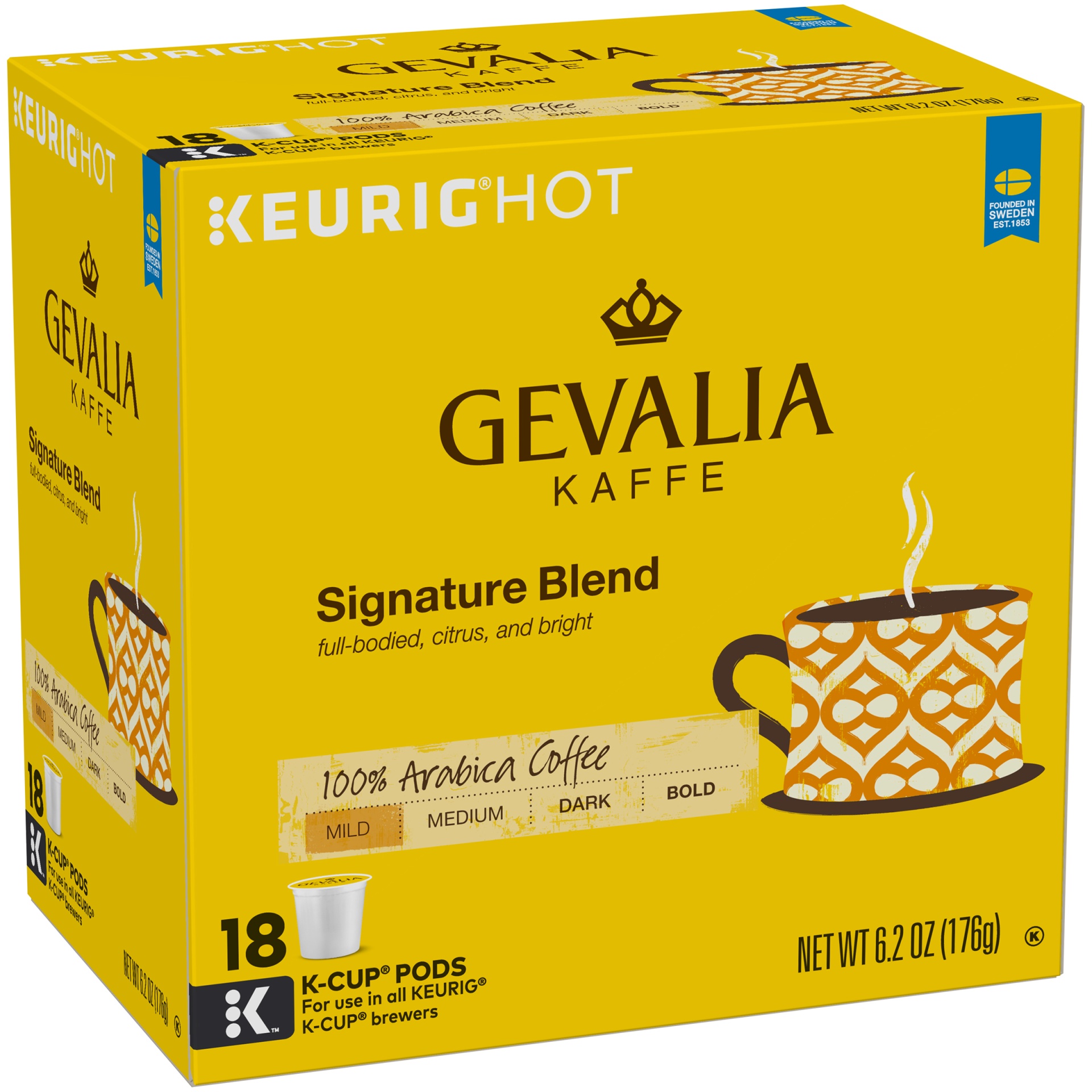 slide 4 of 7, Gevalia Kaffe Signature Blend Mild-Medium Roast Coffee Cup Pods, 18 ct