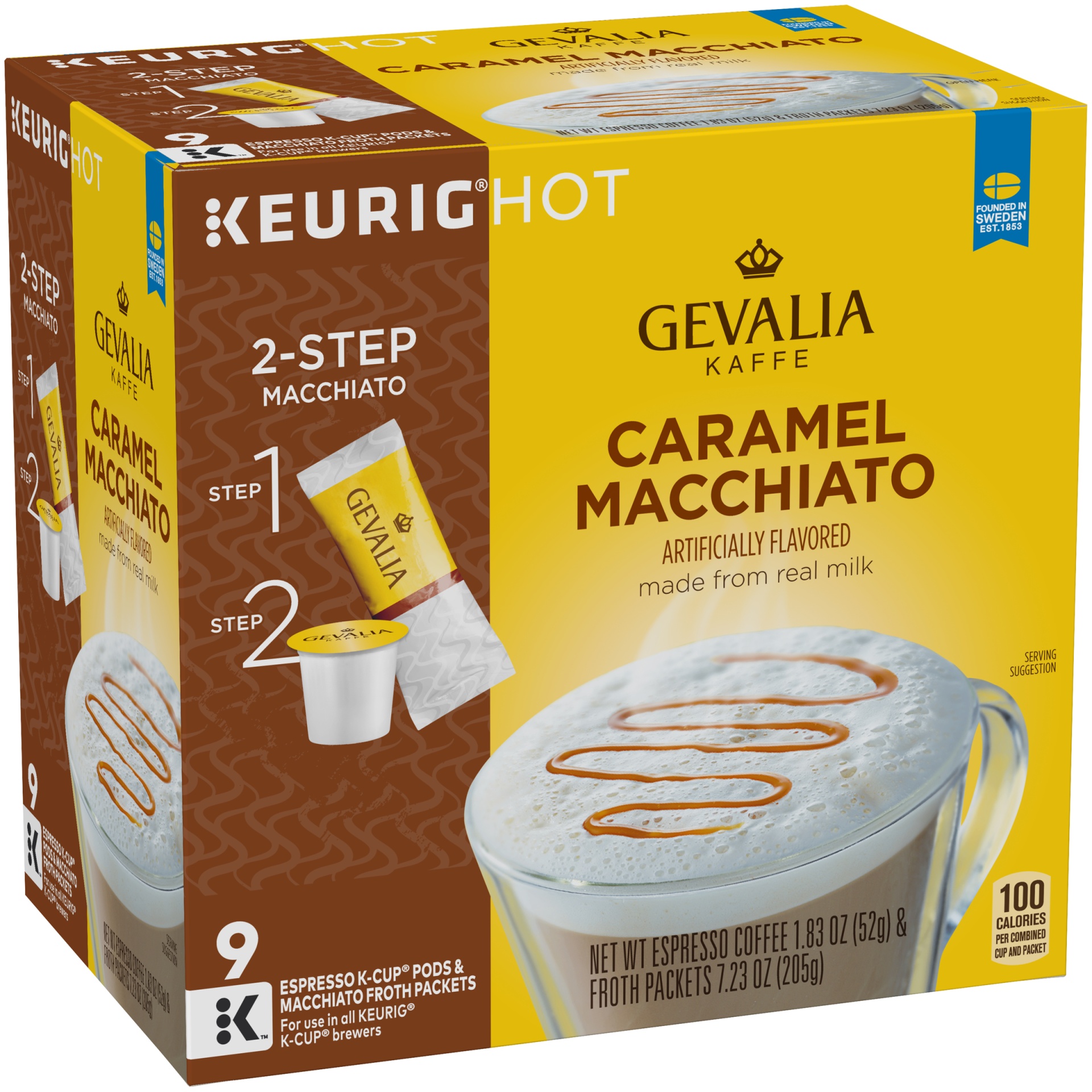 slide 2 of 6, Gevalia Kaffe Caramel Macchiato Espresso Coffee Cup Pods, 9 ct