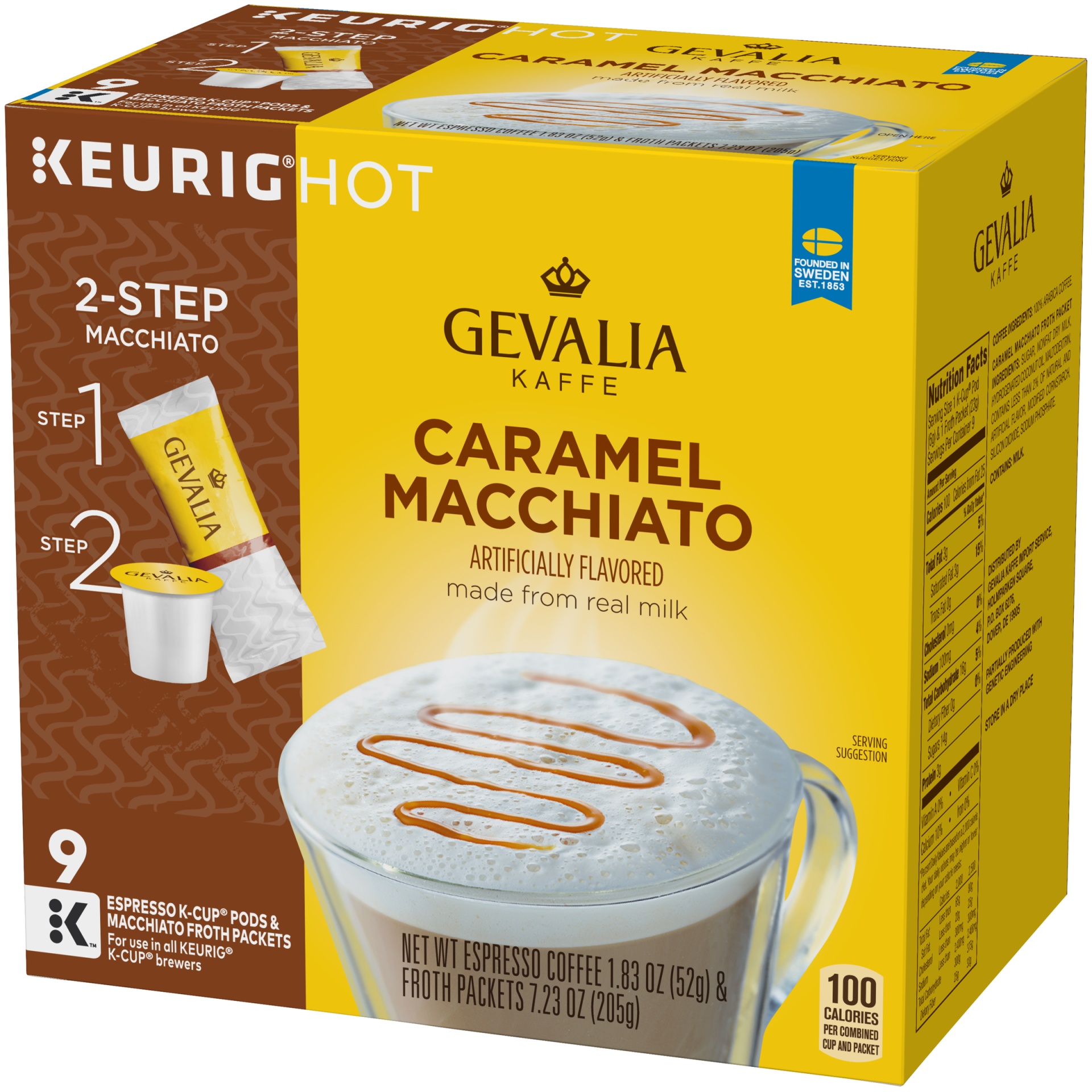 slide 3 of 6, Gevalia Kaffe Caramel Macchiato Espresso Coffee Cup Pods, 9 ct