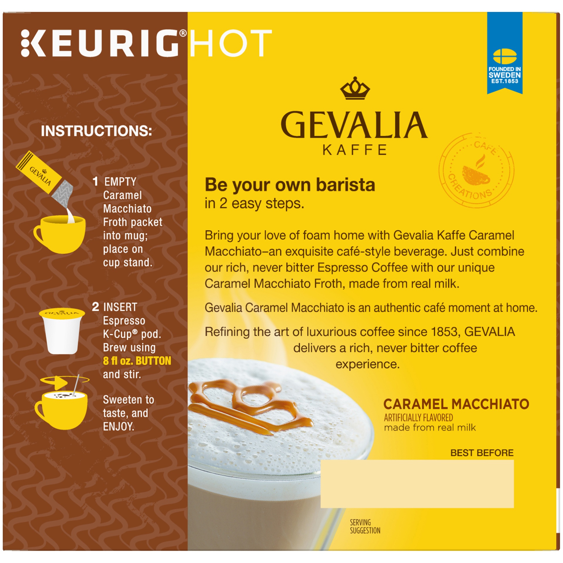 slide 4 of 6, Gevalia Kaffe Caramel Macchiato Espresso Coffee Cup Pods, 9 ct