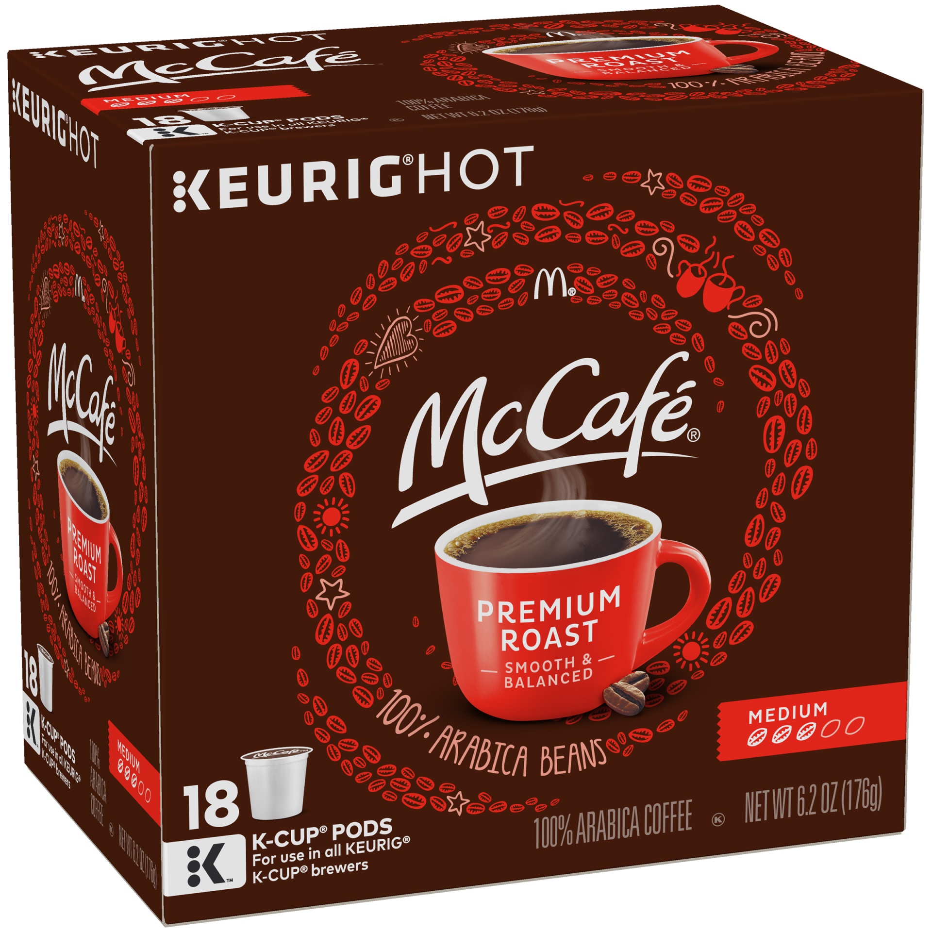 slide 5 of 8, McCafé Premium Roast Coffee K-Cup Pods, 18 ct