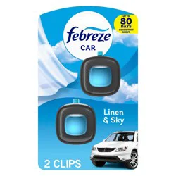 Febreze Car Air Freshener Vent Clip - Linen & Sky Scent - 0.13 fl oz/2pk
