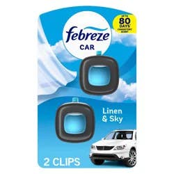 Febreze Car Air Freshener Vent Clip - Linen & Sky Scent - 0.13 fl oz/2pk