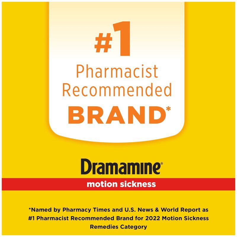 slide 5 of 6, Dramamine All Day Less Drowsy Motion Sickness Relief Tablets for Nausea, Dizziness & Vomiting - 8ct, 8 ct