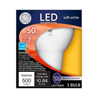slide 1 of 2, GE Soft White Led 7watt 50watt Par20 Dimmable Indoor Floodlight Bulb, 1 ct