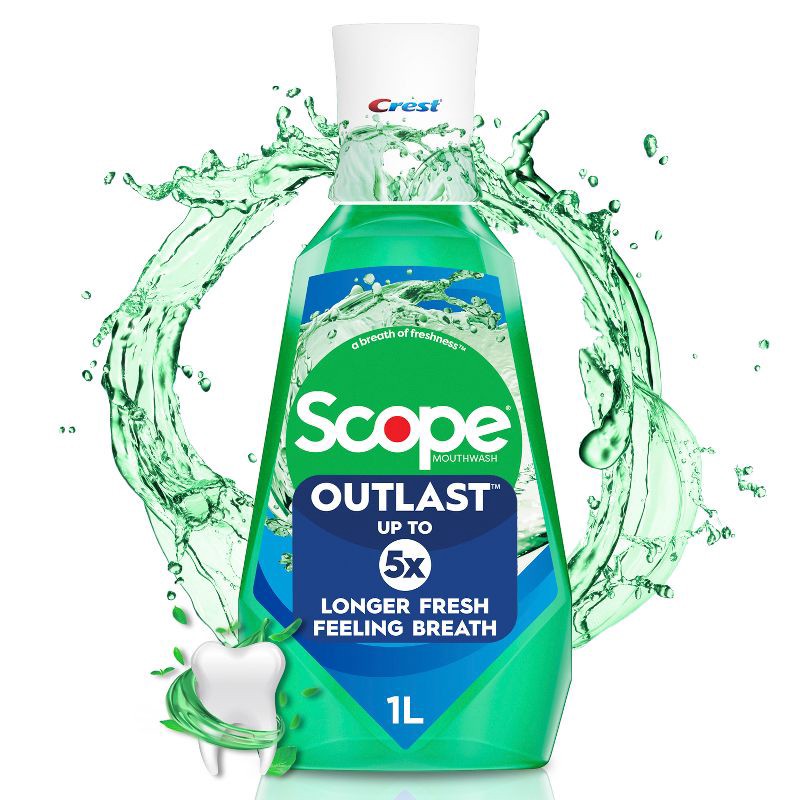 slide 1 of 9, Crest Scope Outlast Mouthwash - 1L, 1 liter