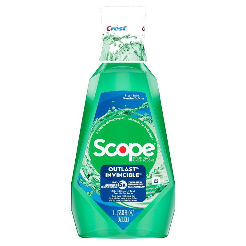 slide 8 of 9, Crest Scope Outlast Mouthwash - 1L, 1 liter