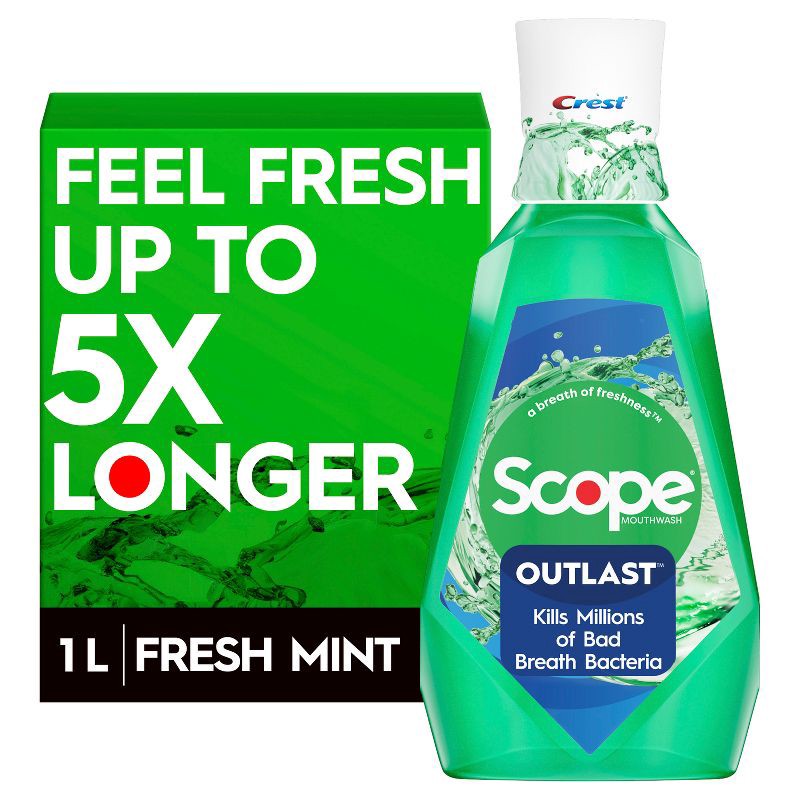 slide 9 of 9, Crest Scope Outlast Mouthwash - 1L, 1 liter