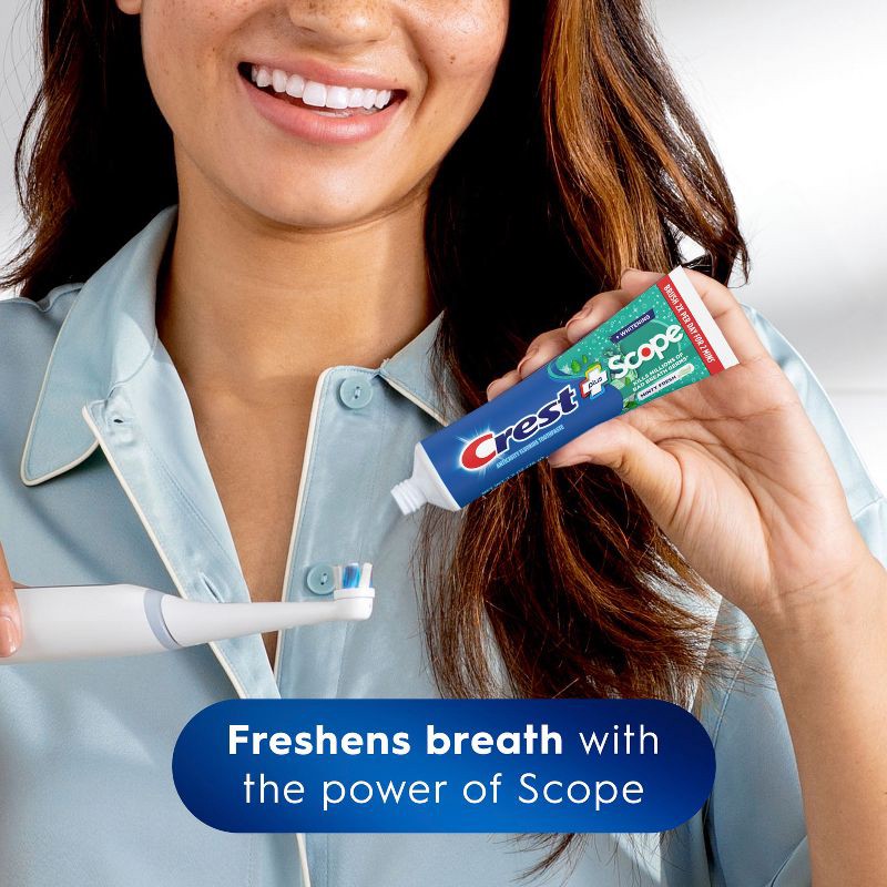 slide 8 of 11, Crest + Scope Complete Whitening Toothpaste Minty Fresh - Trial Size - 2.7oz, 2.7 oz