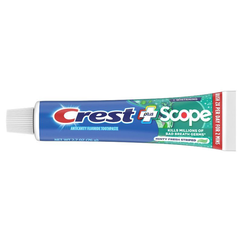 slide 11 of 11, Crest + Scope Complete Whitening Toothpaste Minty Fresh - Trial Size - 2.7oz, 2.7 oz