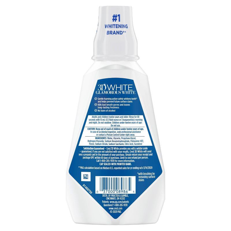 slide 3 of 8, Crest 3D White Glamorous White Alcohol Free Multi-Care Whitening Mouthwash - 473 ml, 473 ml