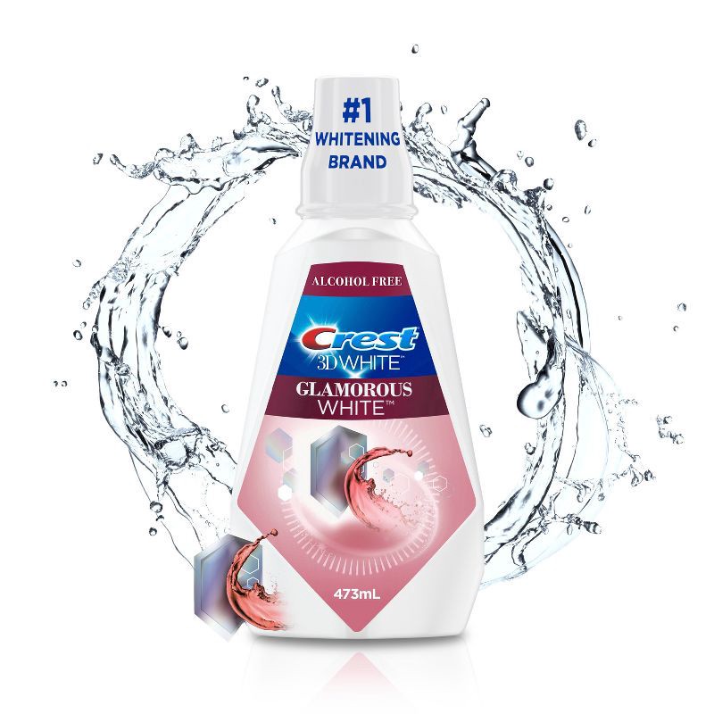 slide 1 of 8, Crest 3D White Glamorous White Alcohol Free Multi-Care Whitening Mouthwash - 473 ml, 473 ml