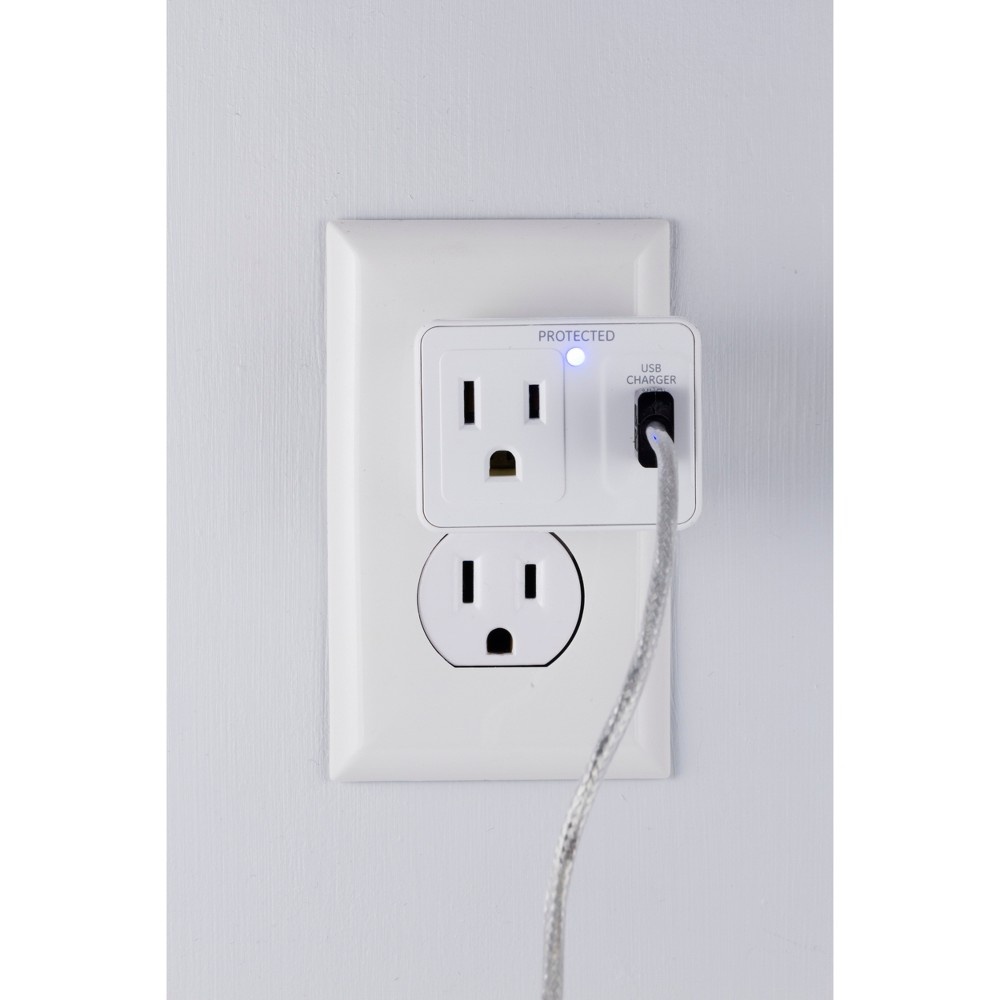 slide 5 of 5, GE 1-Outlet Surge Tap, 300 Joules, USB Charging, 1 ct