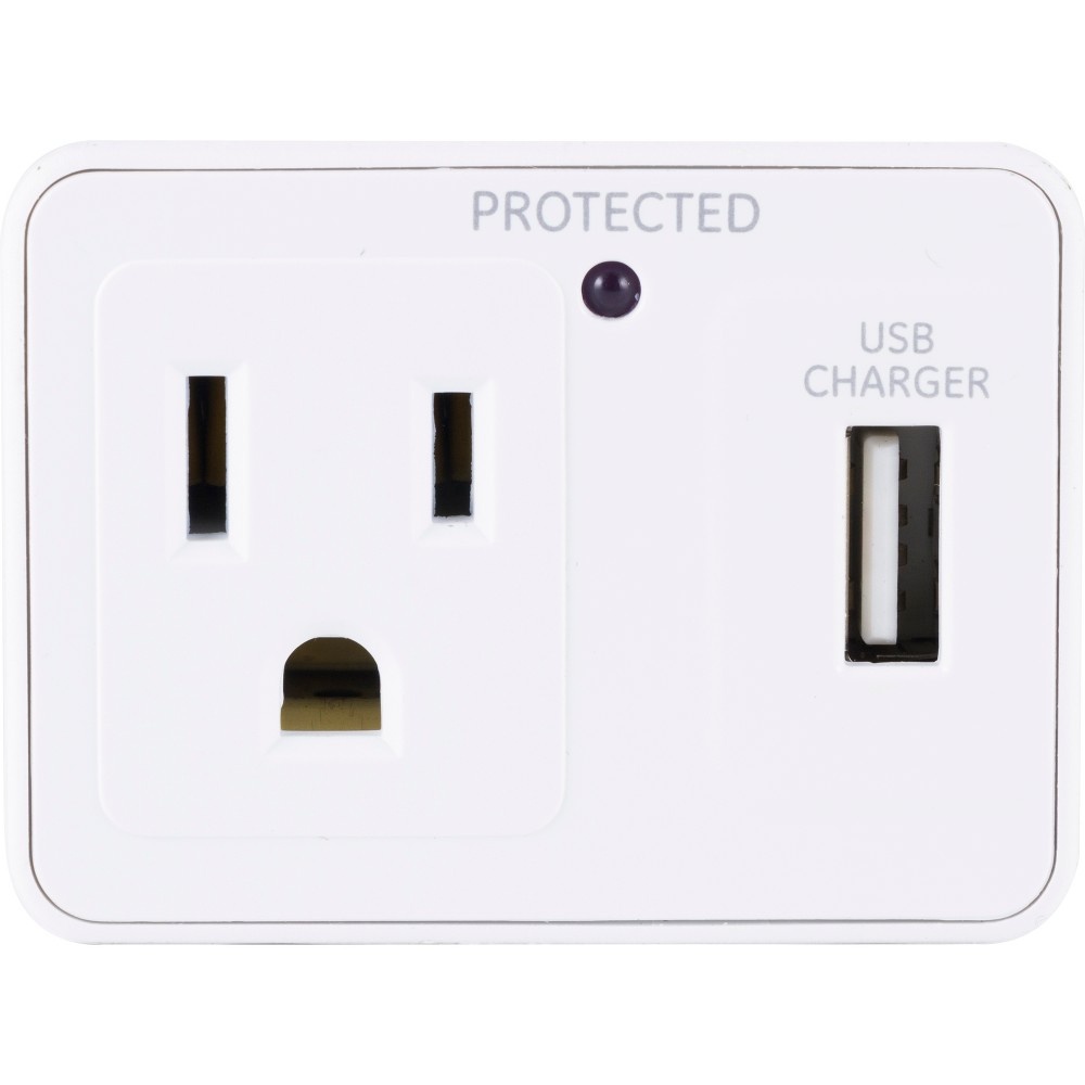 slide 4 of 5, GE 1-Outlet Surge Tap, 300 Joules, USB Charging, 1 ct