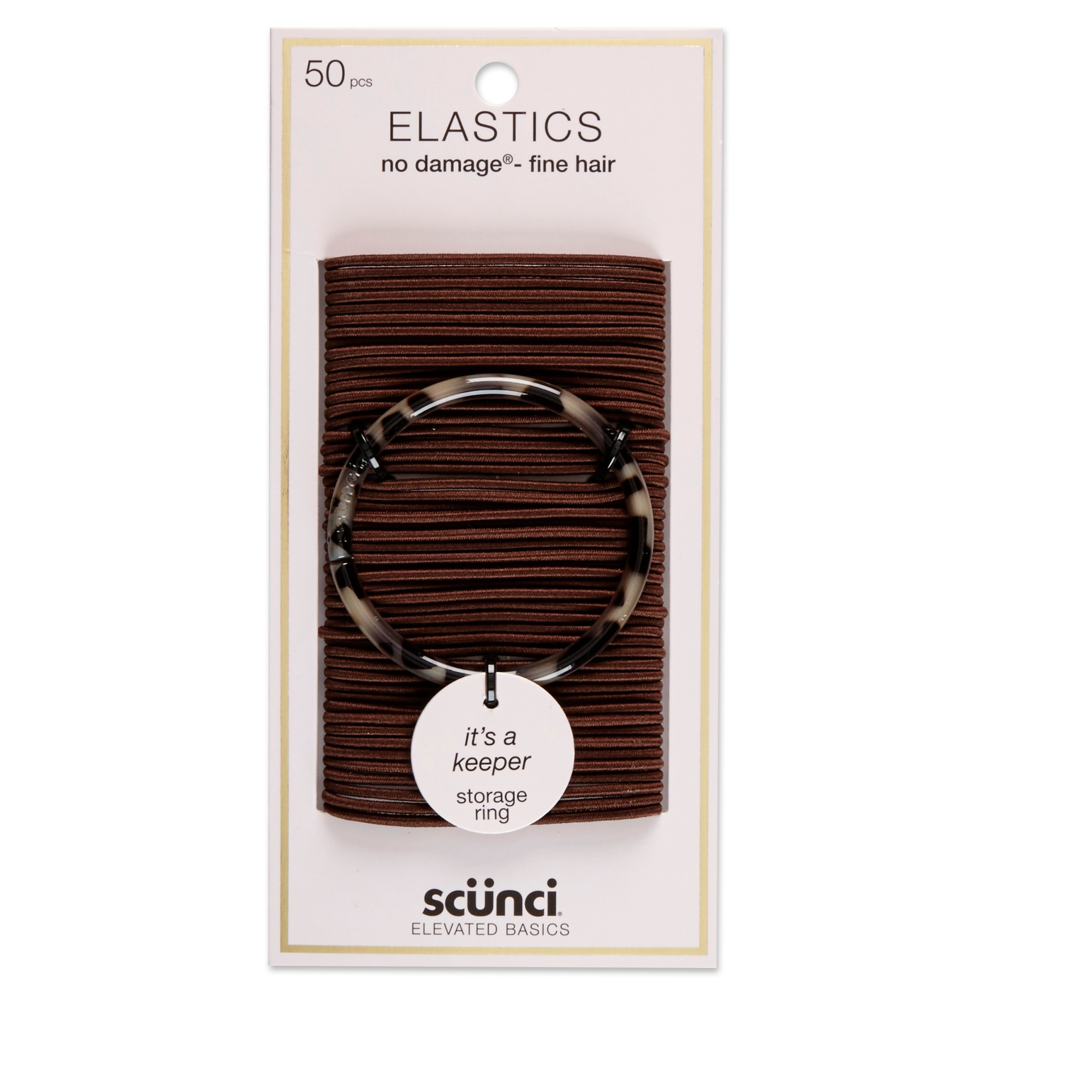 slide 1 of 2, scünci No Damage Elastics Brown- 2mm, 50 ct