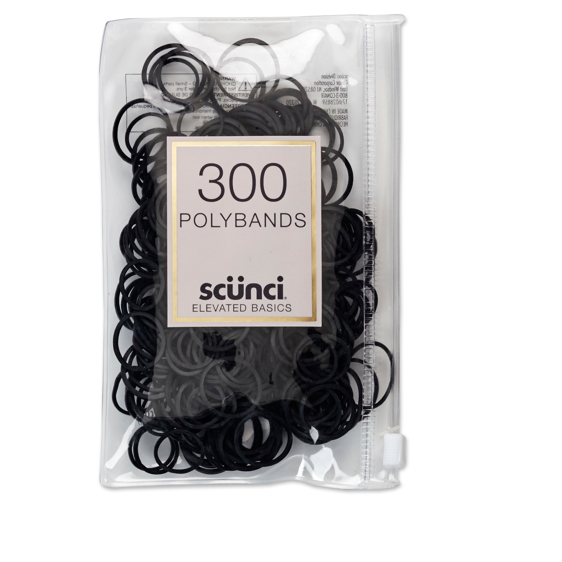 slide 1 of 3, scunci Mixed Size Polybands in Zippered Pouch Black, 300 ct
