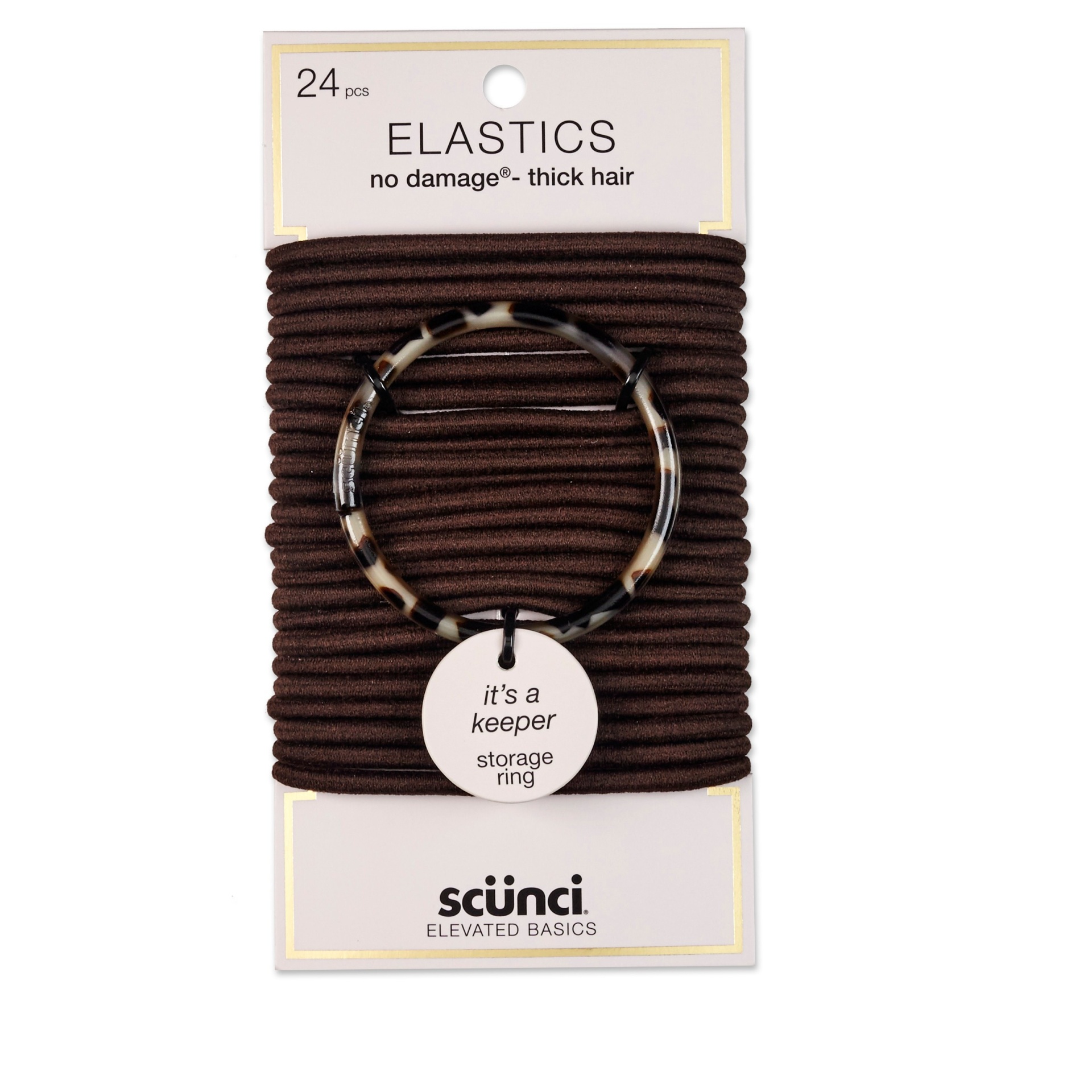 slide 1 of 2, scünci Thick Hair Elastics With Bonus Ring Holder, 24 ct